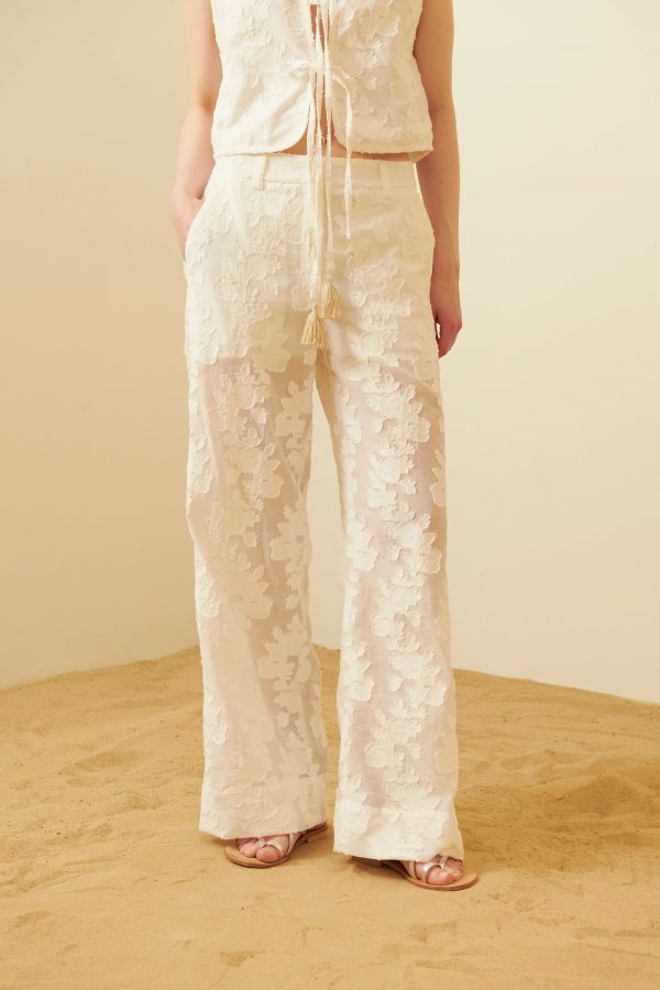 Pantalone palazzo in jacquard di cotone - immagine 2