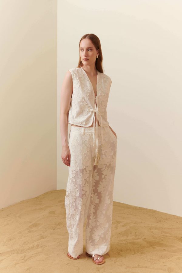 Pantalone palazzo in jacquard di cotone - immagine 3