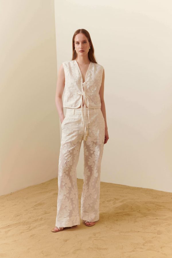 Pantalone palazzo in jacquard di cotone - immagine 4