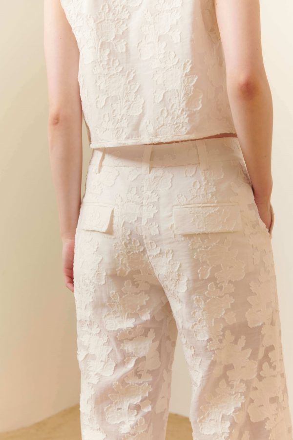 Pantalone palazzo in jacquard di cotone