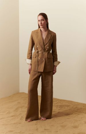 Pantalone gessato in lino