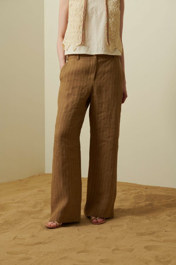 Pantalone gessato in lino - immagine 4