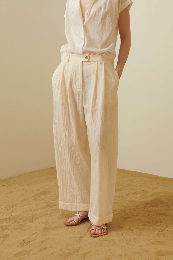 Pantalone in cotone operato
