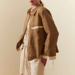 Overshirt gessata in lino