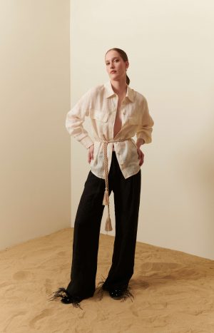 Pantalone palazzo lino e viscosa