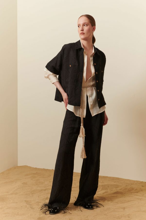 Pantalone palazzo lino e viscosa - immagine 4