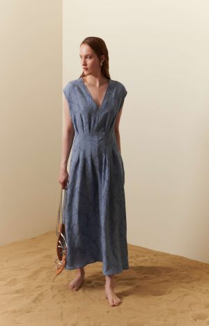 Abito lungo in jacquard