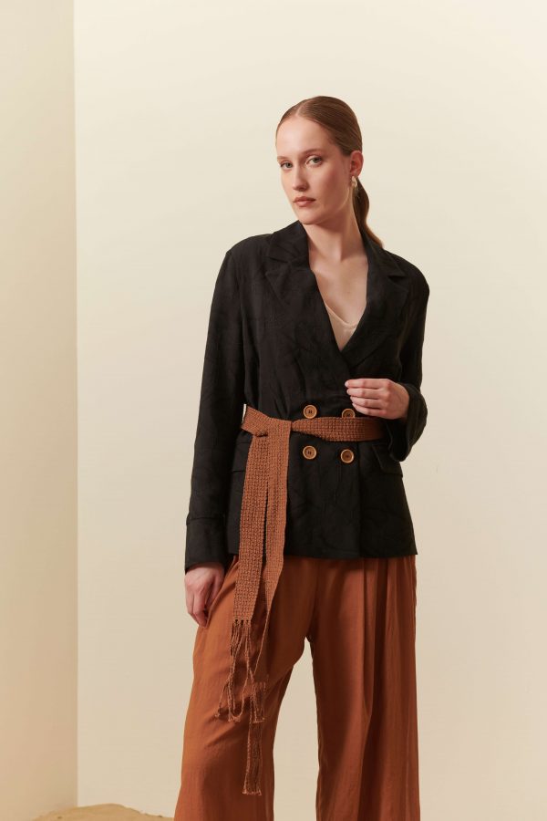 Giacca in jacquard lino e viscosa